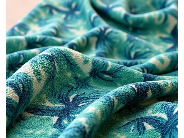 Vibrant tropical leaf pattern on a soft beach towel